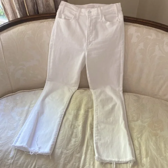 MOTHER The Hustler Ankle Fray White Jeans - Picture 6 of 11